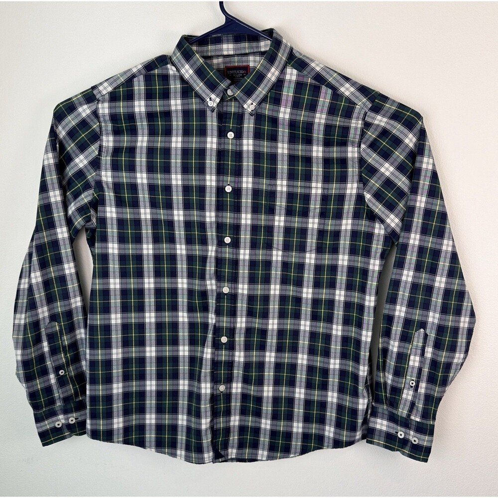 Untuckit Dole Plaid Button Down Shirts Men's XL Slim Fit Performance Stretch